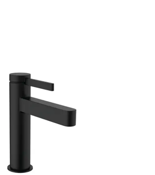 Hansgrohe Auslaufarmatur in Mattschwarz mit schmalem, geradem Design und einem Hebel, ideal für Waschtische.